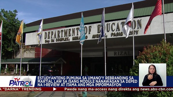 Dumepensa at itinanggi ng Department of Education ang ilang pagpuna tila may rebranding ng Martial Law sa isang DepEd module. | TV Patrol