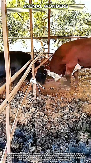 흑소 vs 황소 축사 울타리가 무너질 뻔! 소들의 서열 싸움 현장과 대처법 #farming #livestock #cattle #emergency #farmlife