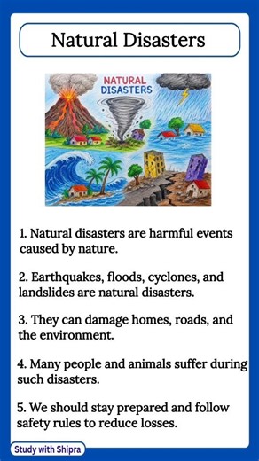 5 Lines on Natural Disasters in English | Natural Disasters | 🌨️🌧️☔🌀 #shorts #naturaldisasters