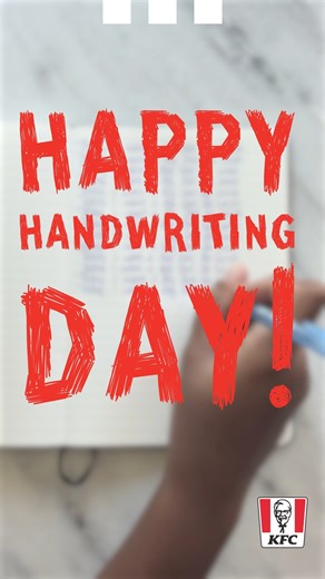 KFC Jamaica on Instagram: "Happy Handwriting Day! Do you remember this? Well, let’s make it FUN! 🤩 We want to see your handwriting! Post a video of yourself writing this sentence to your stories and tag us. #KFC #KFCJamaica #KFCBigDeal #HandwritingDay"
