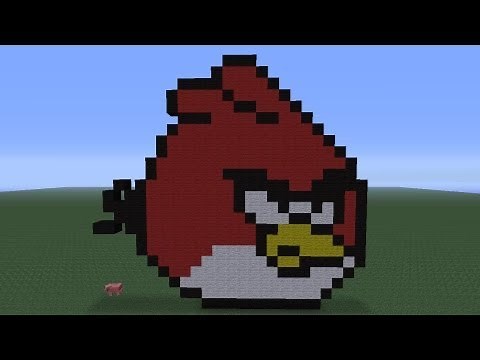 Minecraft Pixel Art: Red Angry Bird Tutorial