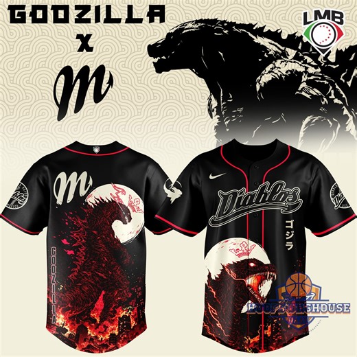 Godzilla x Diablos Rojos del México LMB Collaboration Baseball Jersey - HoopSwagHouse