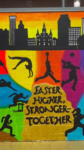 Adams Middle School's gym got a fresh new look with this incredible mural, and we’re loving the transformation. It’s amazing what a little paint, a lot of heart, and some serious school pride can do! Special thanks to Ms. Eshenour for leading the way, and to everyone who stopped by to help bring this vision to life. Take a look at the start to finish! 📽️ #JPSchools #AdamsMiddle #SchoolPride #ArtThatInspires #ChooseJPSchools | Jefferson Parish Schools