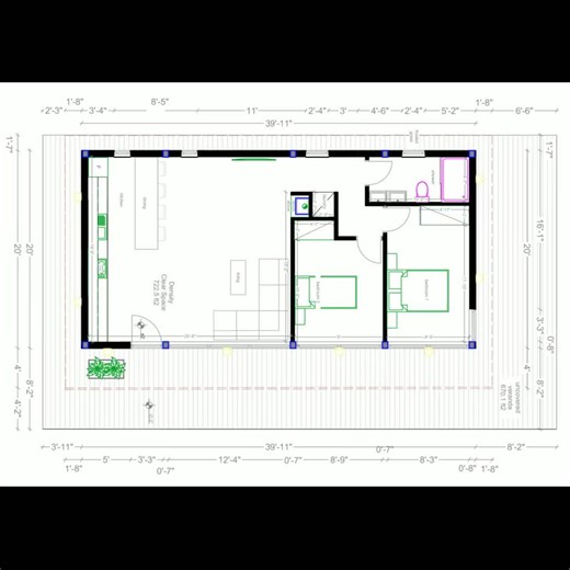 20x40 Ft - 2 Bedroom Cabin Plan – 800 Sq Ft ADU   330 Sq Ft Deck, Wood Frame, Open Floor Plan, Architectural PDF Plans   CAD 2D Files - Etsy Australia