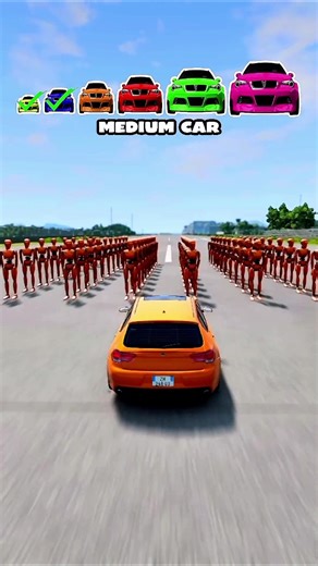 Small & Big Cars Vs 60 Humans #beamngdrive