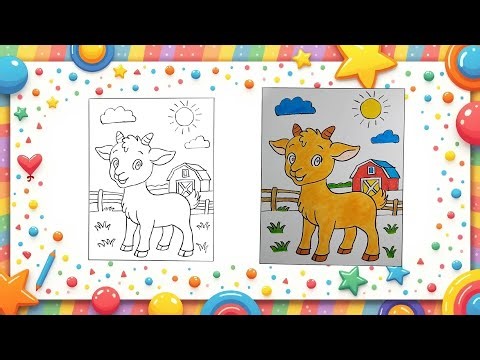 Goat Drawing & Coloring 🐐🎨 | Easy Cute Goat for Kids