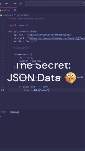 Build a Live Weather App in 30 Seconds with Python! 🌦️ #python #apis #coding #shorts