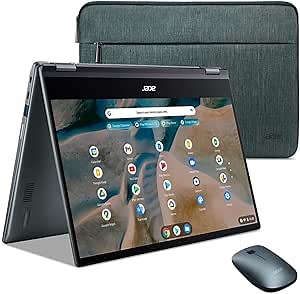 acer Chromebook Spin 514 CP514-1H-R0VX Laptop | AMD Ryzen 3 3250C | 14" FHD IPS Touch Display | 8GB DDR4 | 64GB eMMC | Wi-Fi 5 | HD Webcam | Backlit Keyboard | Chrome OS | Sleeve | Mouse | Green