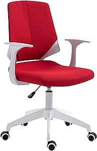Techni Mobili Task Height Adjustable Mid Back Office Chair, Regular, Red