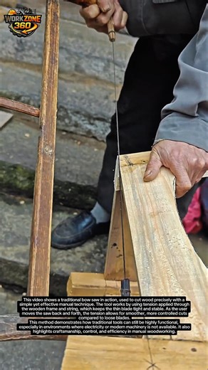 Traditional Bow Saw Wood Cutting Technique | Efficient Manual Woodworking Tool