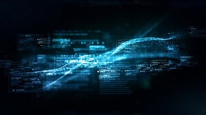 「粒子とデジタルデータネットワーク接続を備えたデジタルサイバースペース。高速接続とビッグデータ分析、技術デジタルマトリックス抽象的背景コンセプト。ループ設計4K。」の動画素材（ロイヤリティフリー）1089655003 | Shutterstock