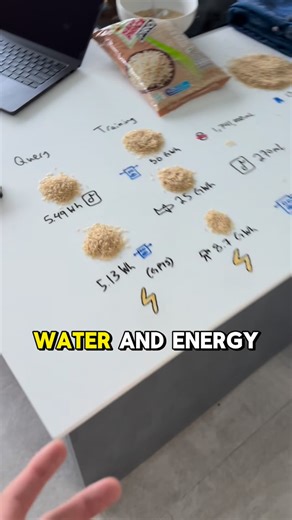 @_dbrogle on Instagram: "If you see a bag of rice… As always, le math and sources: Grams CO2 to energy: 1 kWh / 386 g CO2 * 1000 Wh / 1 kWh = 2.59 Wh / g CO2 CO2/water: 1000 mL / 1L * 4.65 L / kWh * 1 kWh / 386 g CO2 = 12.05 mL / g CO2 1. Query Energy: 1 min TT: 2.12 g CO2 * 2.59 Wh / g CO2 = 5.49 Wh 2. Training energy Boeing 787: carbon fiber: 50,000 kg * 286 MJ/kg = 14,300 GJ = 3,972 MWh aluminum: 24,000 kg * 46.8 MJ/kg = 1,123 GJ = 312 MWh total w/ assembly, transport, engines, avionics: ~20,