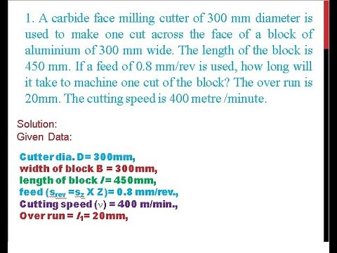 Machining Time Calculation for Milling Machine