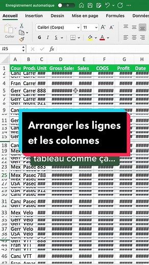 Comment arranger les lignes et colonnes sur Excel? #excelfrancais #astuceexcel #apprendreexcel