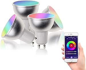 FRANKEVER GU10 Base 120V, Smart LED Light Bulbs,WiFi Spotlight,RGBCW Dimmable Color Changing,Compatible with Alexa, Google Home, IFTTT,No Hub Required (5W, 4 Pack)