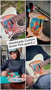 Let’s make a Handcrafted Custom Guitar Pickguard Art #leathercraft #handmade #shorts #shortfeed