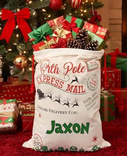 Personalized Jumbo Santa Sack Bag, Canvas Thick Bag, Custom XL Gift Bag, North Pole Express Mail 26*18 Inches - Etsy