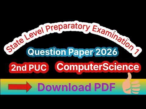 2nd PUC Computer Science Preparatory Exam 1 Question Paper 2026 |State Level Most Expected Paper PDF