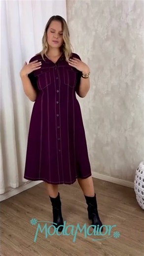 Chemise Plus Size Acinturada com Pespontos | Moda Casual Plus Size