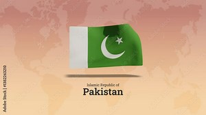 Wavering flag of Pakistan. Pakistan flag for national celebration. Slow-motion close-up Pakistan flag waving in breeze. 4k Highly Detailed Flag Of Pakistan.
