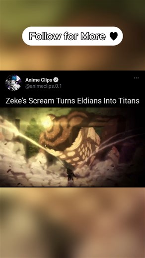 Anime Clips | Zeke’s Scream Turns Eldians Into Titans | Attack on Titan Scene Attack on Titan: S04 Ep19 #attackontitan #aot #zeke #zekescreams | Instagram