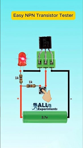 Simple NPN Transistor Tester Circuit #Shorts