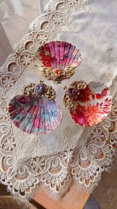 More handmade mermaid shell ring dishes adorned with vintage Swarovski and brass….find them here: https://www.thefabledrose.com/collections/mermaid-shells | The Vintage Angel