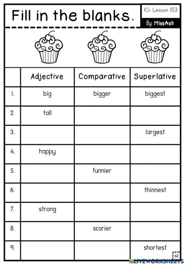 Comparative and Superlative Adjectives interactive exercise for 3