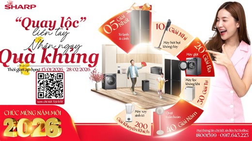 🎉 TẾT NÀY SẮM SHARP ĐẦY NHÀ - CẦM QUÀ ĐẦY TAY 🔥 Deal Tết quà “khủng” cho hội săn sale đây rồi! Tết này chỉ cần sắm Sharp với hóa đơn từ 1.000.000 VNĐ, nhận ngay cơ hội “Quay lộc” liền tay, trúng ngay hàng loạt quà xịn từ Sharp: 📍05 Giải Nhất: Tủ lạnh 4 cửa Sharp công nghệ Plasmacluster Ion. 📍10 Giải Nhì: Máy hút bụi không dây Sharp. 📍20 Giải Ba: Máy giặt cửa trước Sharp. 📍30 Giải Tư: Máy lọc không khí Sharp. 📍40 Giải Năm: Quạt tuần hoàn Sharp. 📍200 Giải Khuyến khích: Máy xay sinh tố Shar