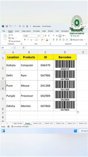 📊 Create Barcode in Excel – Easy & Fast! #ExcelTips #ExcelTricks #BarcodeInExcel