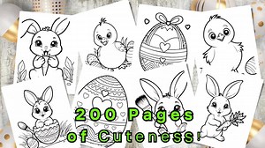 Easter Coloring Book: 200 Kids' Coloring Activity Pages - for Toddlers Preschoolers Kindergarten (instant Download) - Etsy