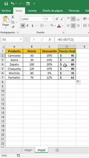 How to calculate discounts automatically in Excel (easy and fast) #excel #shorts #exceltips