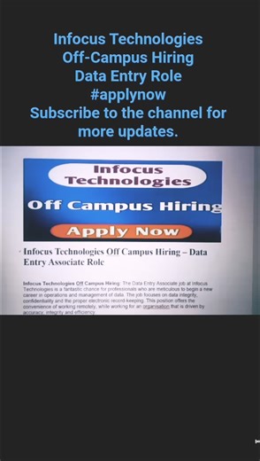 🏠 100% Remote Job! Infocus Technologies Data Entry Role #job #jobsearch #freshers #shorts #trending