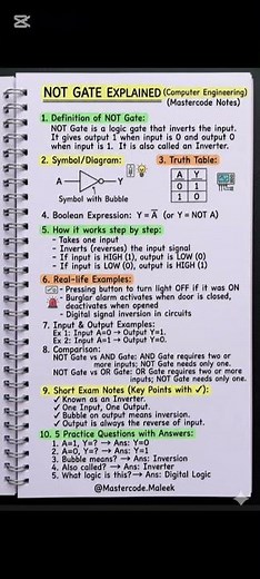 NOT Gate Truth Table | Computer Engineering Notes