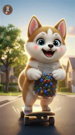 🐕 Q Husky wth jar of multicolored marbles #husky #puppy