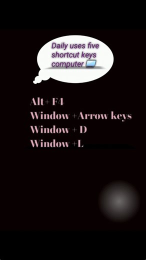 Daily uses shortcut keys in computer 🖥 ,Window+Arrow keys, Window +L,Window +D, Alt+F4