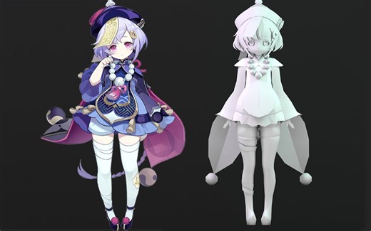 【原神】七七模型制作演示，硬核建模小知识分享！！_哔哩哔哩_bilibili