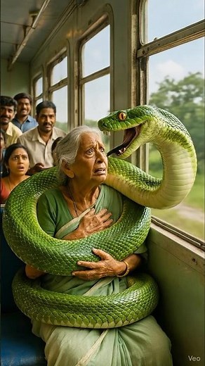 Indian Lady soldier saves his grandmother and bus passengers from snake 😭 #ai​ #army #bus​ #save