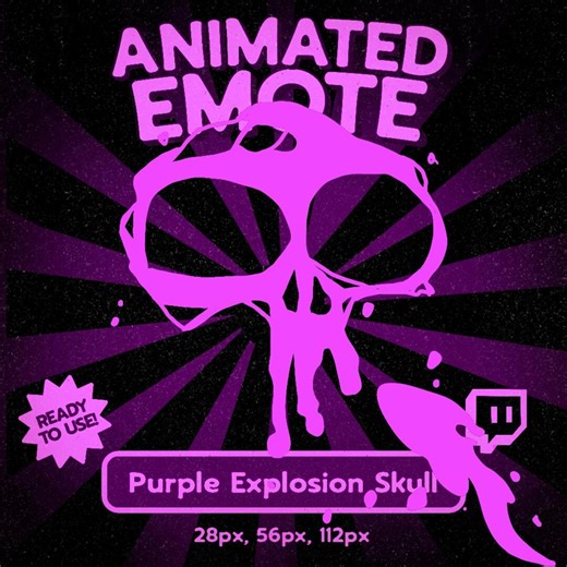 Kawaii Purple Explosion Skull Animated Emote for Twitch and Discord, Spooky Neon Skull Reaction Emote - Etsy