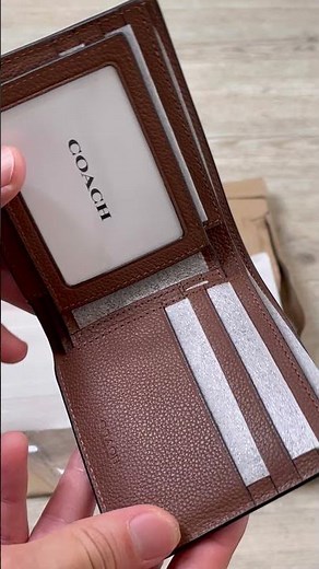 Coach Men's 3 in 1 Pebble Leather Wallet in Dark Saddle