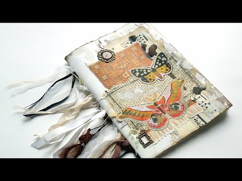 No Sew Mixed Media Journal Tutorial - Let's Make a New Year Junk Style Journal | Binding & Prompts