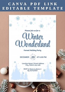Holiday Party Invitation | Editable Template | Winter Wonderland Invite | Printable Event Invite - Etsy