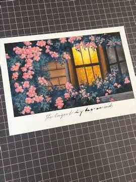 Flowers frame a golden window 🌸🪟#oilpastel #drawing #painting #artist #artsneak