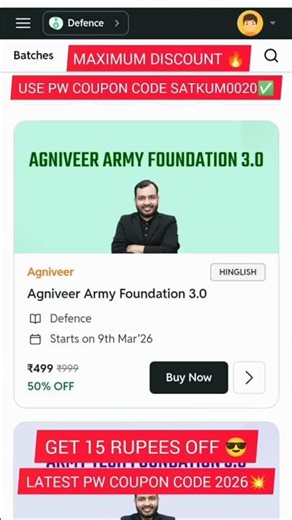 #AGNIVEER ARMY FOUNDATION 3.0 #alakhpandaysir #physicswallahcouponcode