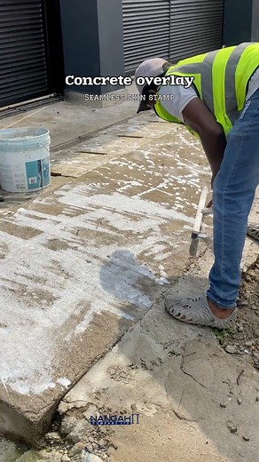 335K views · 4.1K reactions | Client didn't want to break existing concrete but wanted it more decorative. So we proposed concrete overlay with seamless skin stamp and geometric cuts...Would you try this?  Note: Existing concrete surface MUST be solid. WhatsApp +237 6 82 11 75 37 for all inquiries #nangahiicompanyltd #concreteoverlay #Cameroun | Nangah II Company LTD | Facebook