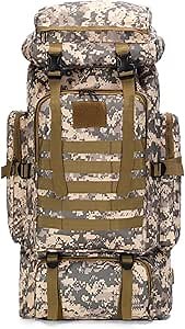 80L Tactical Backpack Military Hiking Daypacks Hunting Fishing Camping Training Outdoor Waterproof Rucksack (City camouflage)