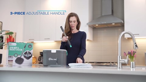 Simpli-Magic 360° Square Spin Mop and Bucket System – Dual Compartment, Separate Clean & Dirty Water – 3 High-Absorbent Microfiber Washable Heads – All Types Floor Cleaning