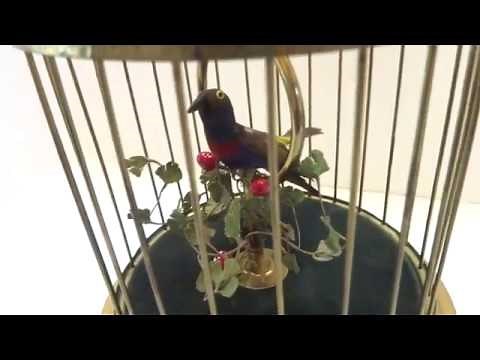 Antique Karl Griesbaum singing bird cage music box automaton