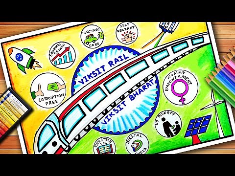 Viksit Bharat Poster Drawing | New India Empowerd India Drawing | Viksit Bharat 2047 Drawing