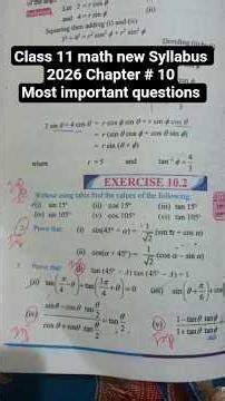 Class 11 math new Syllabus 2026 Chapter #10 Most important questions #2026 #maths #shorts #ytshorts